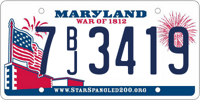 MD license plate 7BJ3419