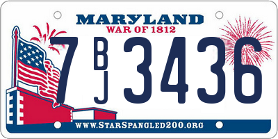 MD license plate 7BJ3436