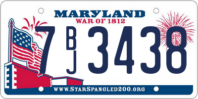 MD license plate 7BJ3438