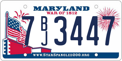 MD license plate 7BJ3447
