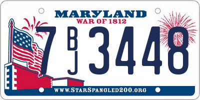 MD license plate 7BJ3448