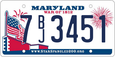 MD license plate 7BJ3451