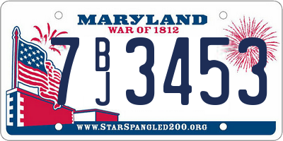 MD license plate 7BJ3453