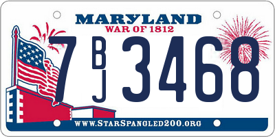 MD license plate 7BJ3468