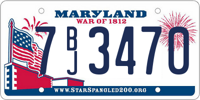 MD license plate 7BJ3470