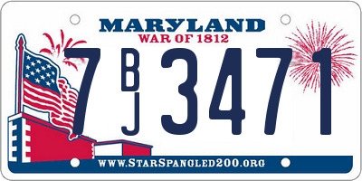 MD license plate 7BJ3471