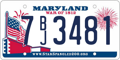 MD license plate 7BJ3481