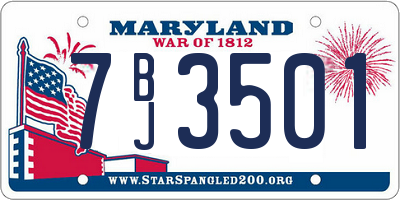 MD license plate 7BJ3501