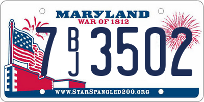 MD license plate 7BJ3502