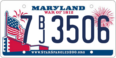 MD license plate 7BJ3506