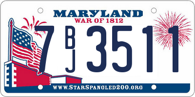 MD license plate 7BJ3511