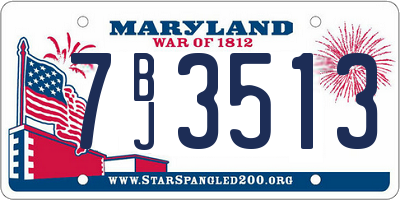 MD license plate 7BJ3513