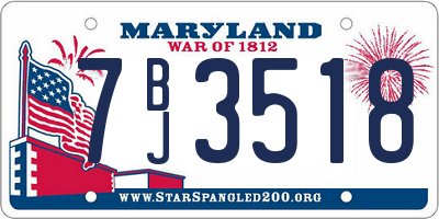 MD license plate 7BJ3518