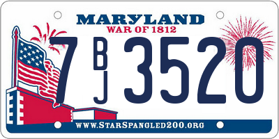 MD license plate 7BJ3520