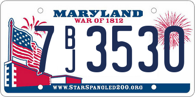 MD license plate 7BJ3530