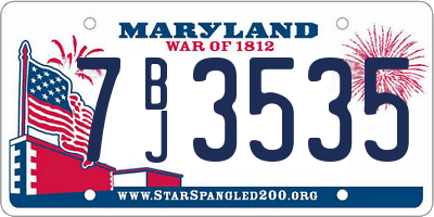 MD license plate 7BJ3535