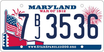 MD license plate 7BJ3536