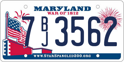 MD license plate 7BJ3562