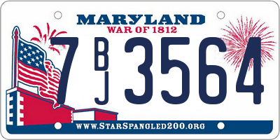 MD license plate 7BJ3564