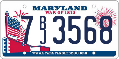 MD license plate 7BJ3568