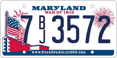 MD license plate 7BJ3572