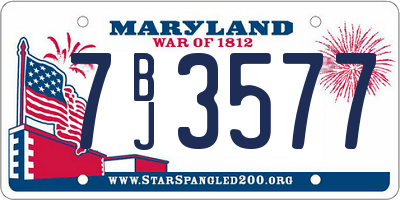 MD license plate 7BJ3577