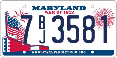 MD license plate 7BJ3581