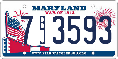 MD license plate 7BJ3593