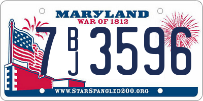 MD license plate 7BJ3596