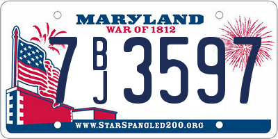 MD license plate 7BJ3597