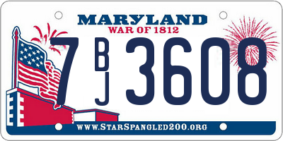 MD license plate 7BJ3608