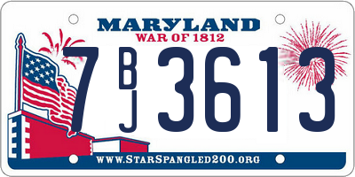 MD license plate 7BJ3613