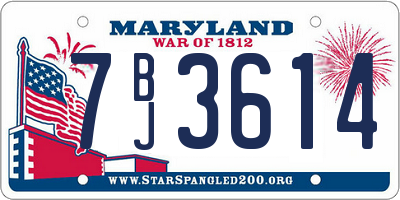 MD license plate 7BJ3614