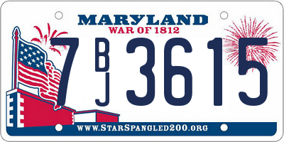MD license plate 7BJ3615