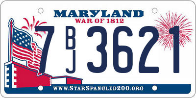 MD license plate 7BJ3621