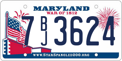 MD license plate 7BJ3624