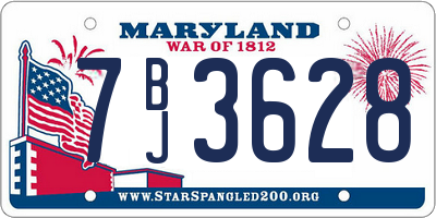 MD license plate 7BJ3628