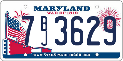 MD license plate 7BJ3629