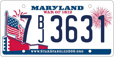 MD license plate 7BJ3631