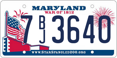 MD license plate 7BJ3640