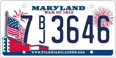 MD license plate 7BJ3646