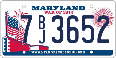 MD license plate 7BJ3652