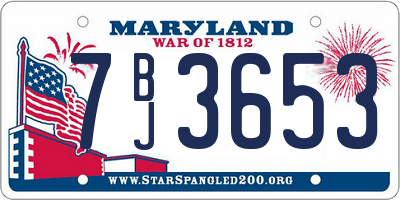 MD license plate 7BJ3653