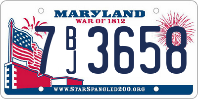 MD license plate 7BJ3658