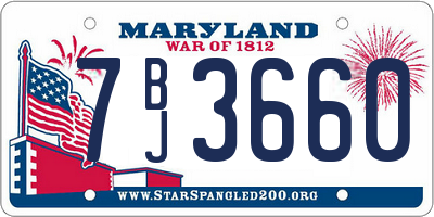 MD license plate 7BJ3660