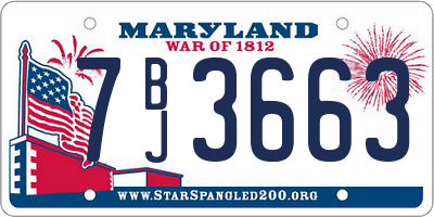 MD license plate 7BJ3663