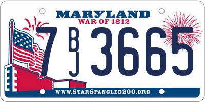 MD license plate 7BJ3665
