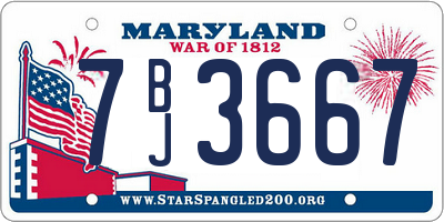 MD license plate 7BJ3667