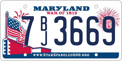 MD license plate 7BJ3669