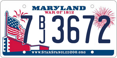 MD license plate 7BJ3672